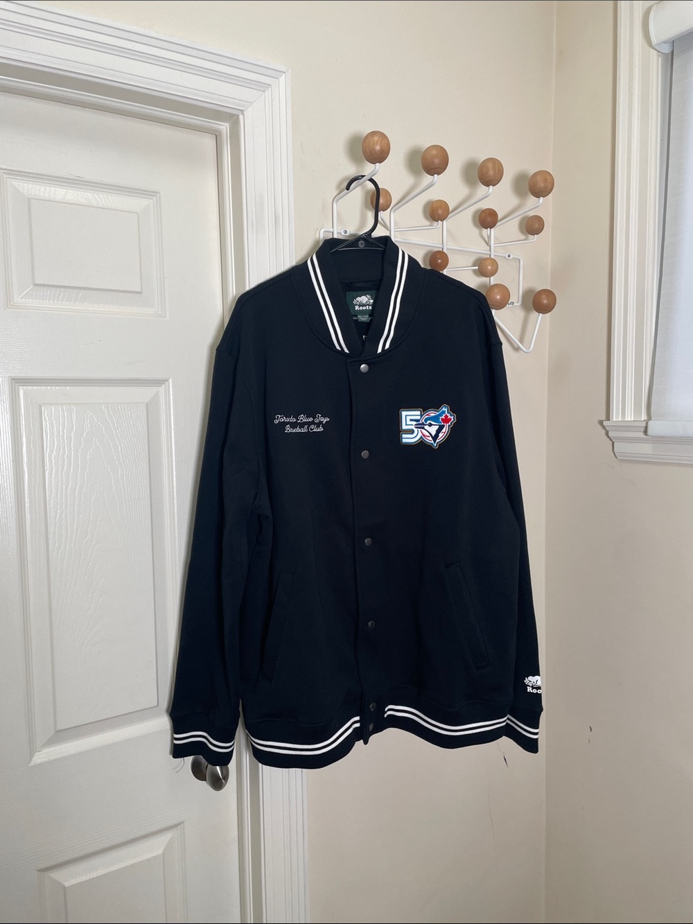 Roots Toronto Blue Jays Varsity Jacket - Black / White 2XL